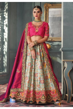 Light green silk circular lehenga choli 5002