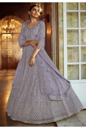 Light purple net circular reception lehenga choli 5405