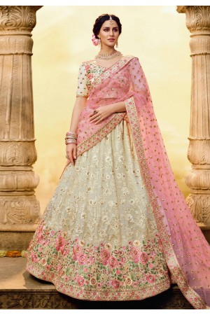 Off white georgette circular lehenga choli 3811