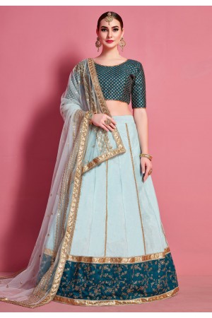 Sky blue art silk circular lehenga choli 4621