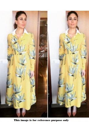 Bollywood Kareena Kapoor Yellow collar style gown