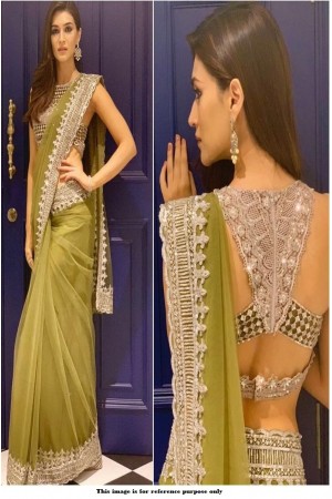 Bollywood Kriti Sanon Green net arty wear saree