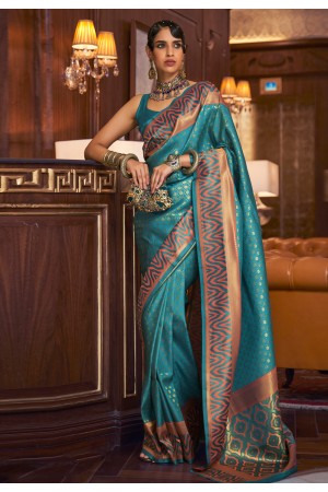 Blue silk saree with blouse 271001