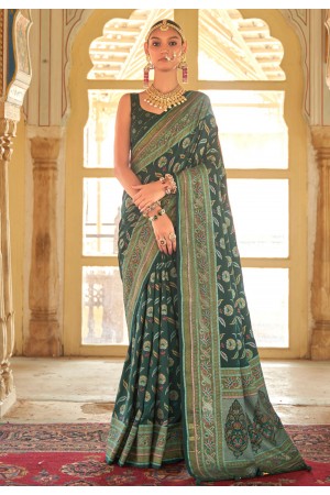 Green silk saree with blouse 485C