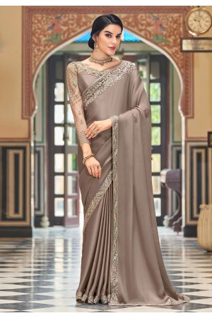 Grey silk saree with blouse 1003