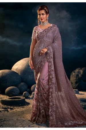 Light purple net saree with blouse 6313