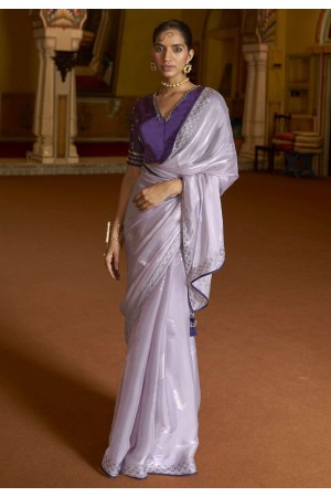 Light purple organza saree with blouse 2023