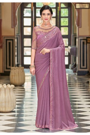 Light purple silk saree with blouse 1017
