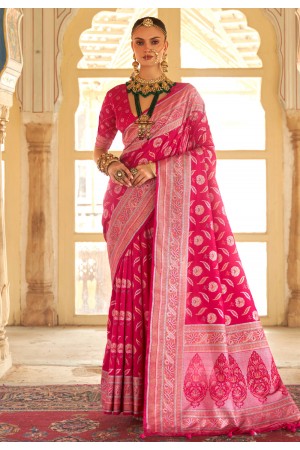 Magenta silk saree with blouse 485B