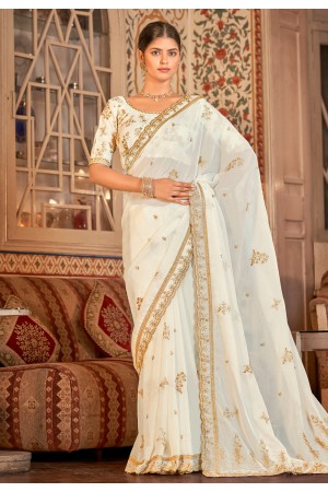 Off white organza saree with blouse 28005