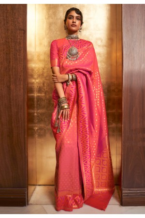 Orange silk saree with blouse 271007