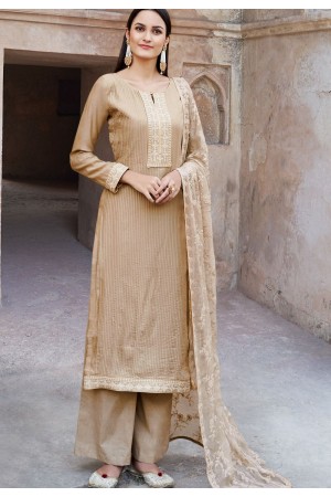 dark beige muslin straight palazzo suit 1106