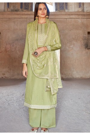 green muslin straight palazzo suit 1099