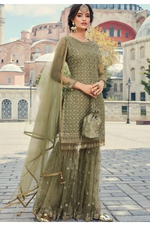 pastel green net embroidered sharara suit 79002