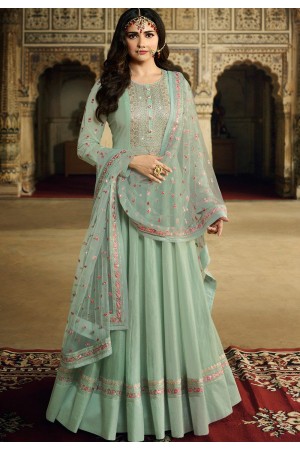 prachi desai aqua blue art silk anarkali suit 11765