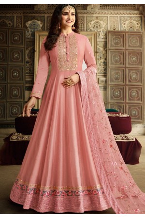 prachi desai pink art silk anarkali suit 11762