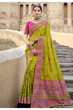 Light green banarasi silk saree with blouse 6205