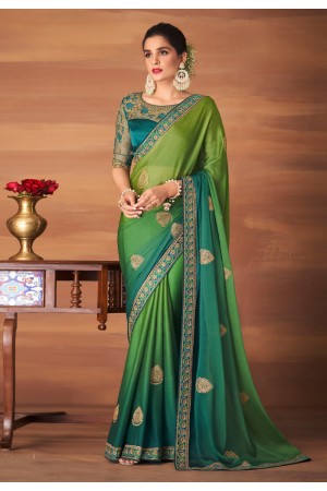 Light green silk chiffon festival wear saree 6211