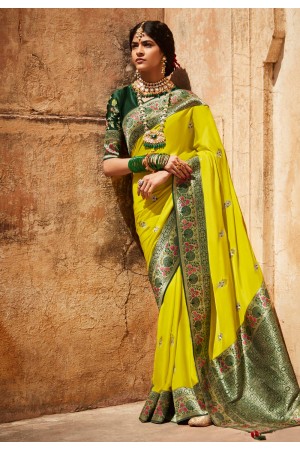 Light green silk saree with blouse 1427