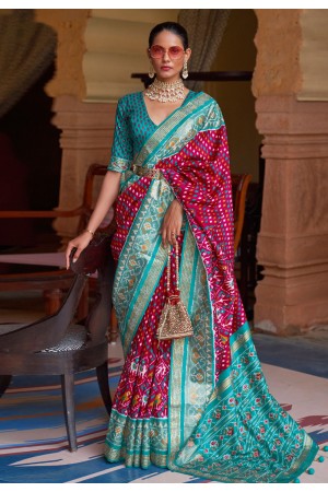 Magenta viscose bandhej saree with blouse 113A