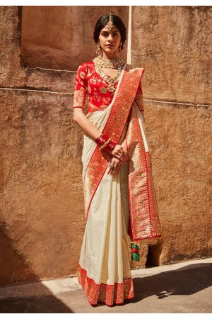 Off white silk festival wear saree 1430