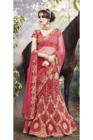 Party-Wear-Onion-Red-Heavy-Work-wedding lehenga