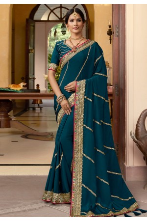 Blue silk festival wear saree 2609