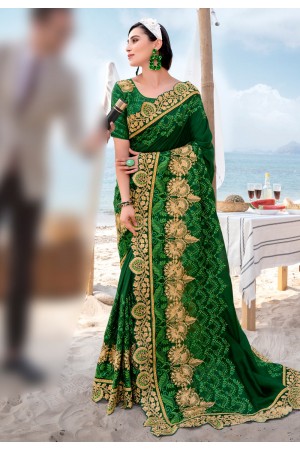 Green barfi silk saree with blouse 67883