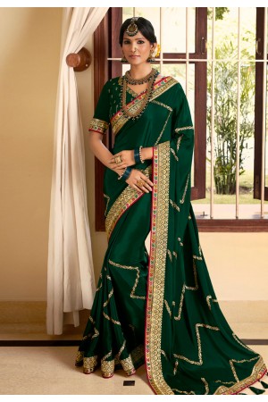 Green silk festival wear saree 2605