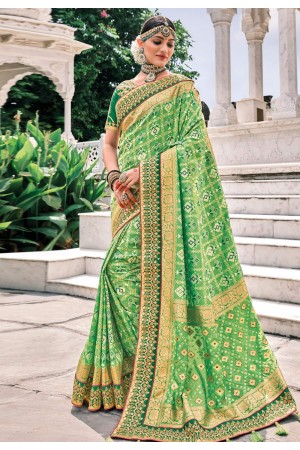 Light green silk patola print saree 5810