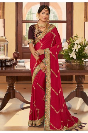 Magenta silk festival wear saree 2607