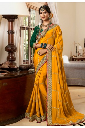 Mustard silk festival wear saree 2603