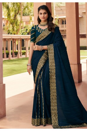Navy blue georgette saree with blouse 6811