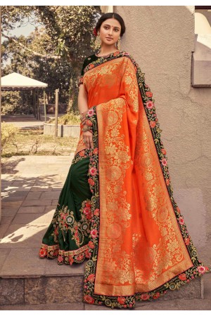 Orange art silk half n half saree 126252