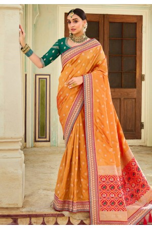 Orange silk saree with blouse 105