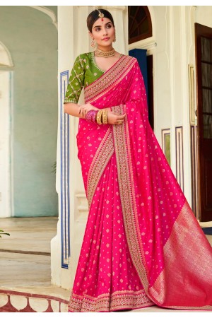 Pink silk festival wear saree 110