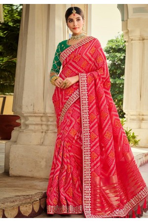 Pink silk festival wear saree 112