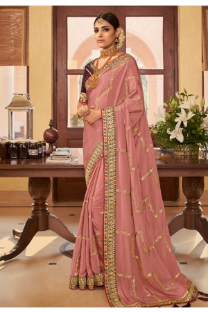 Pink silk festival wear saree 2611