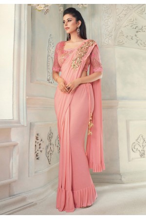 Pink silk festival wear saree 7102