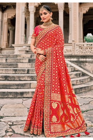 Red silk patola print saree 5801