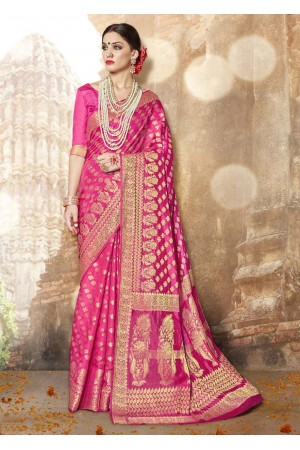 Pink Banarasi Silk Woven Festive Saree 3906