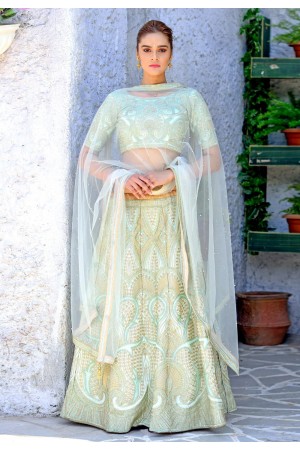 Mint green silk Indian wedding lehenga choli