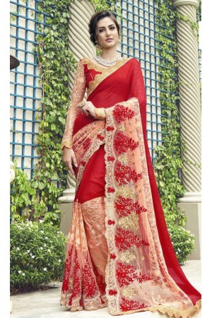 Party-wear-red-3-color-Georgette-saree