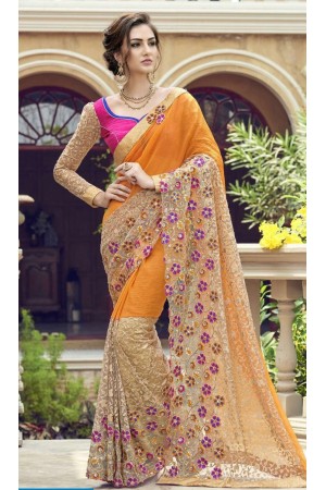 Party-wear-yellow-color-Georgette-saree