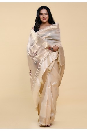 Cotton Saree with blouse in Cream colour 503