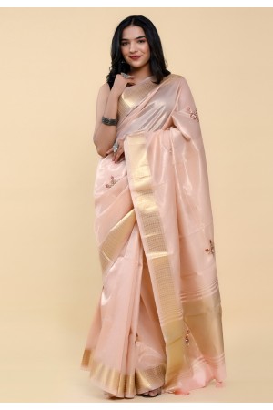 Cotton Saree with blouse in Light pink colour 505