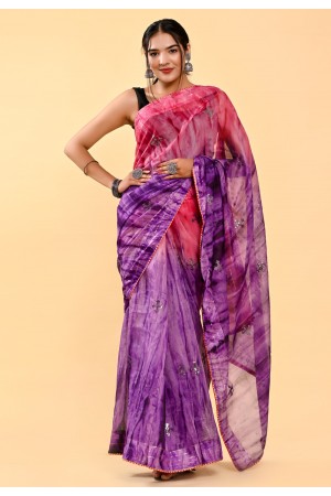 Cotton half n half Saree in Purple colour 405