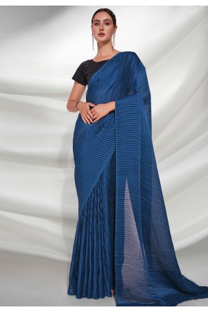 Georgette Saree with blouse in Teal colour 5222