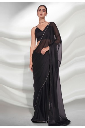 Silk Saree with blouse in Black colour 5231