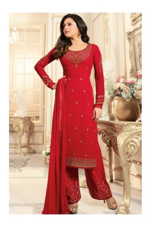 Drashti Dhami red semi stitched embroidered suit 1808